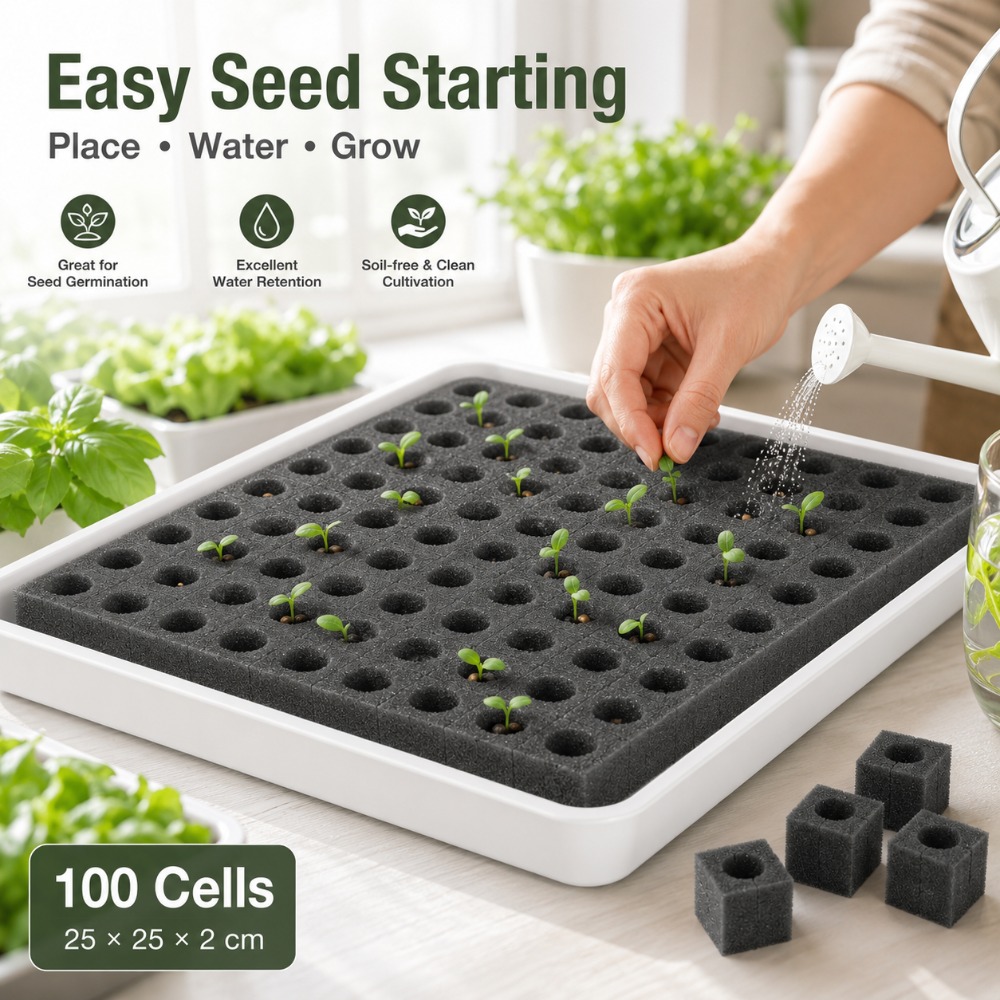 Nursery Plug Tray - Éponge hydroponique sans terre 100 pièces